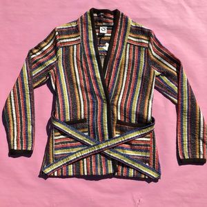 Anthropologie tweed NWT rainbow striped blazer.